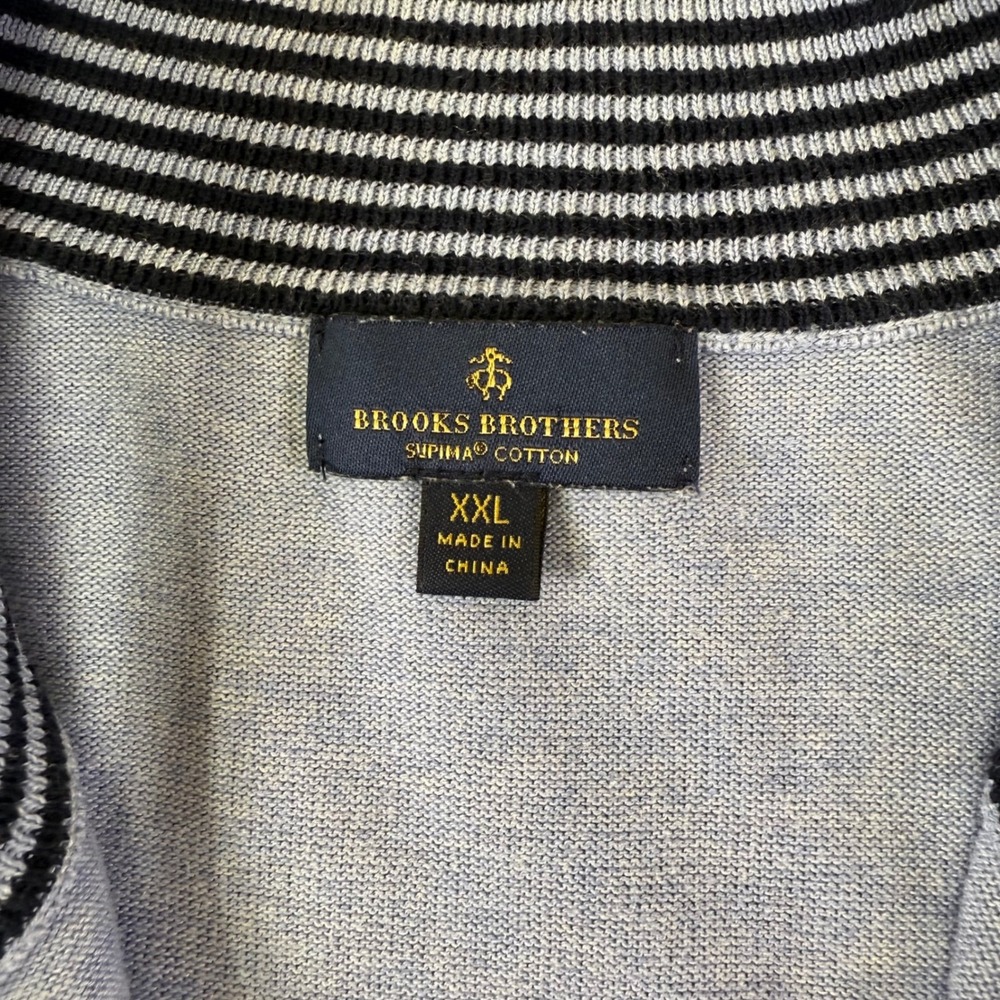 Brooks Brothers Mens Light Blue Qtr Zip Sweater Pullover Knit Mock Neck Size 2XL - Picture 10 of 16